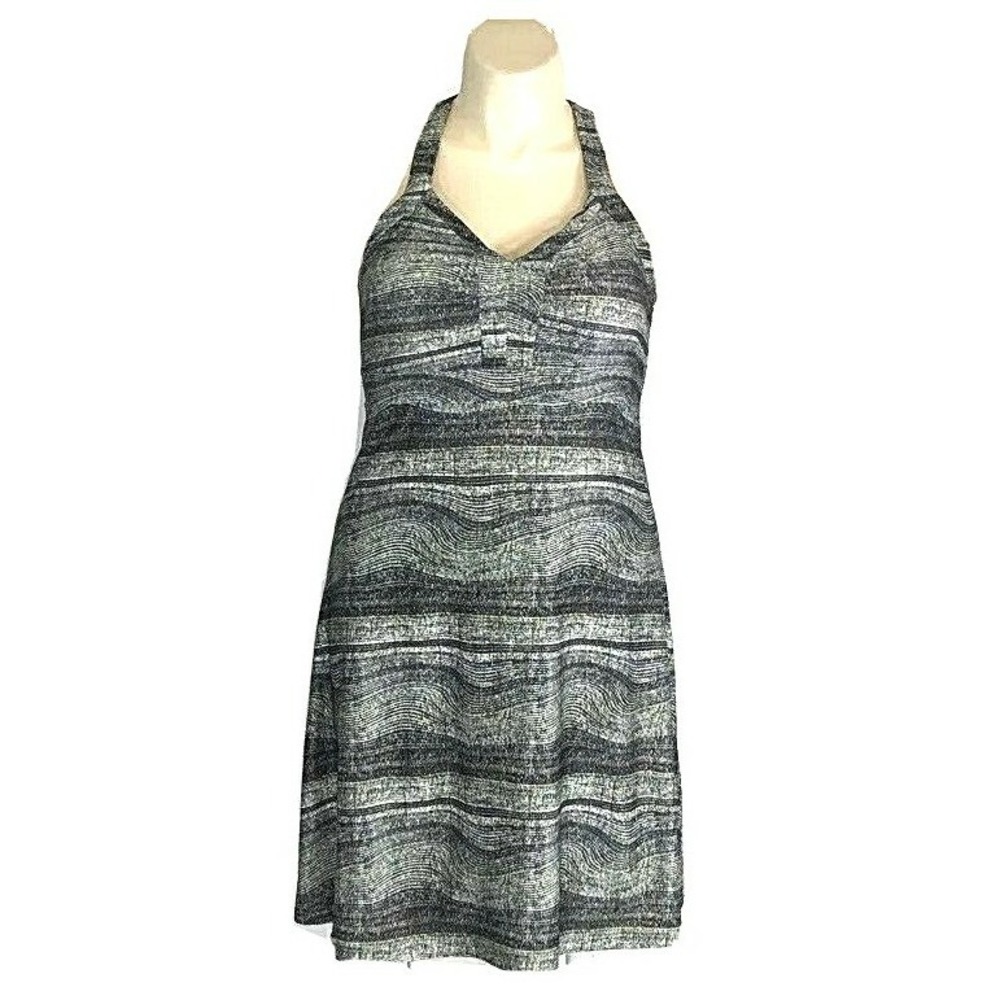 Mondetta Dress LARGE Sporty Olive Green Black Yellow Speckle Wave Bra Racer Back
